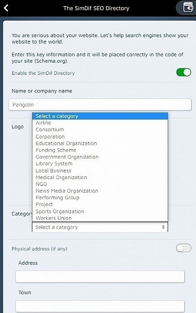 SEO директория SimDif позволяет вам выбрать и вставить метаданные, чтобы объяснить основы вашего бизнеса поисковым системам